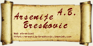 Arsenije Brešković vizit kartica
